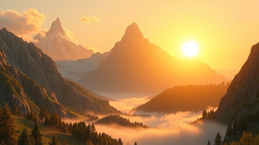 Keindahan Alam Pegunungan di Pagi Hari