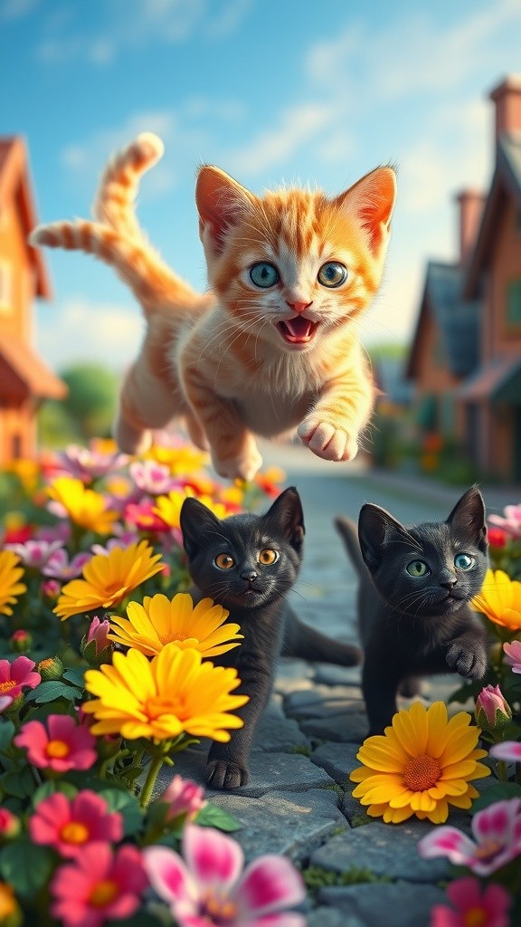 बिल्लियों की मज़ेदार बिल्डिंग और उसका गिरना