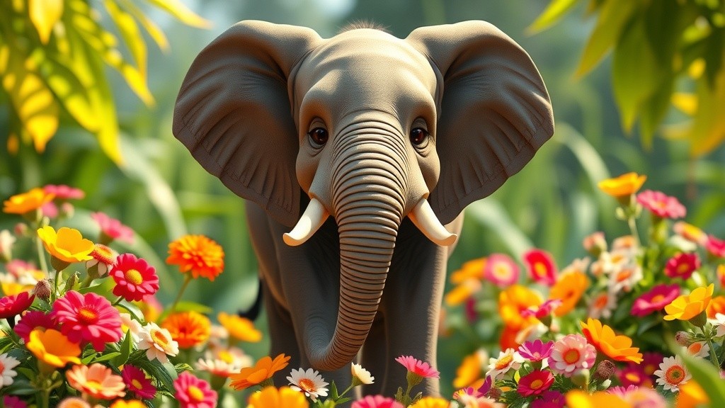 Miniature Elephant and Cute Striped Cat Playtime!