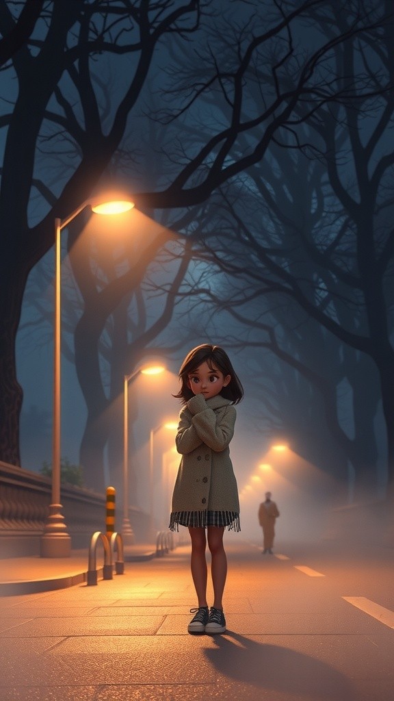 सड़क पर खड़ी लड़की