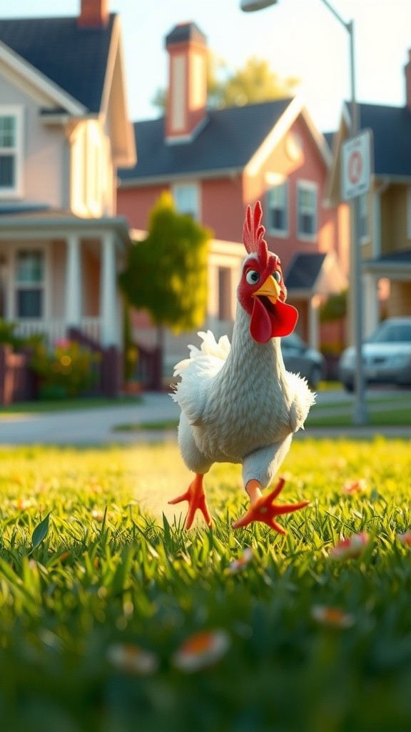 Ayam Lari Balapan dengan Bayangannya