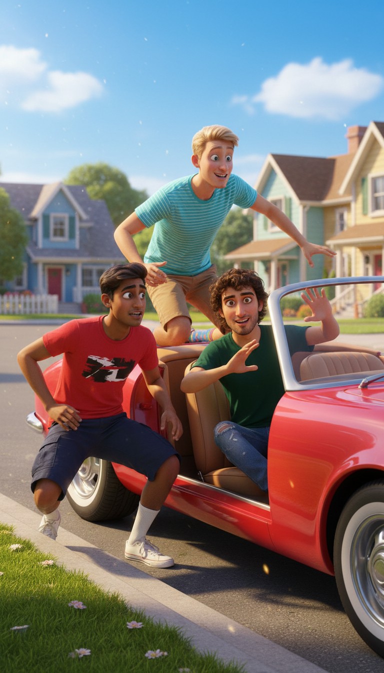 Big Guy Chases Kids in Sports Car with Diddy!