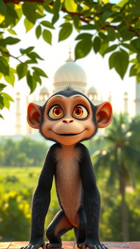 A Monkey Explores the Taj Mahal