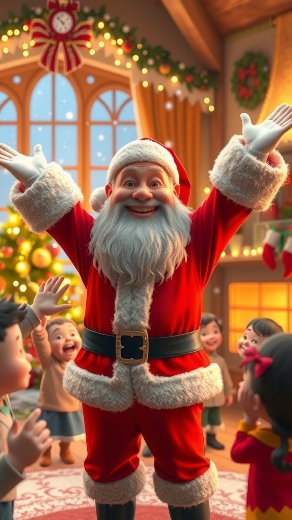 Joyful Christmas Celebration with Santa and Kids!