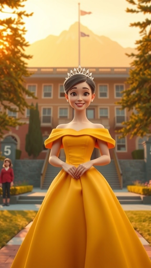 Girl Paragliding to School