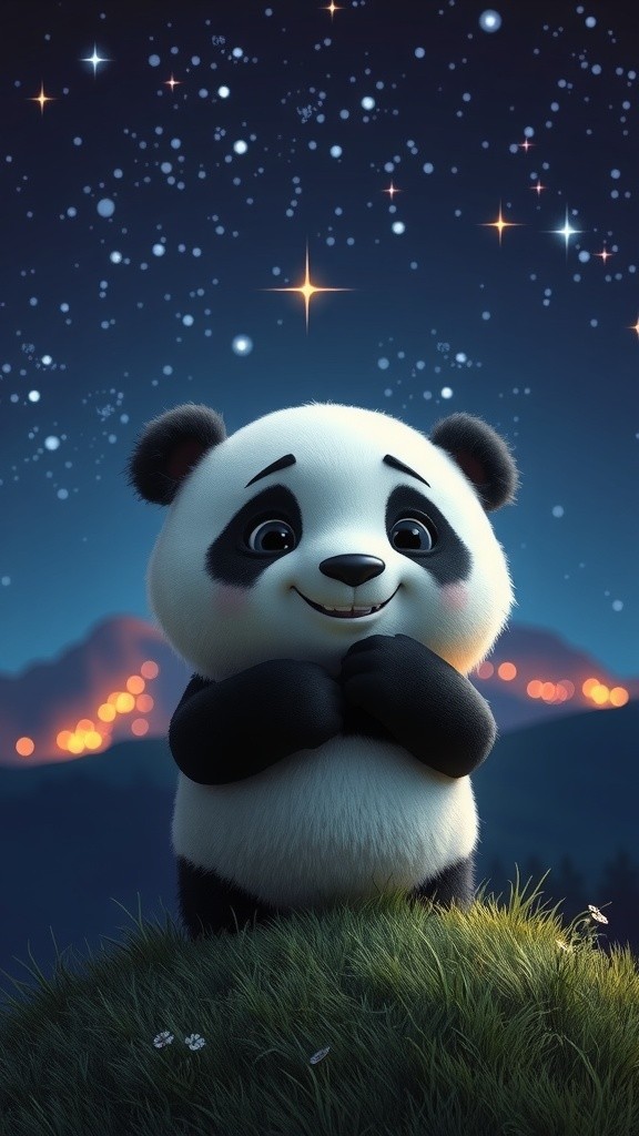 Panda's Dreamy Starry Night