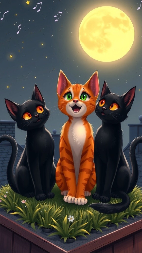 Moonlit Melodies of Purring Cats