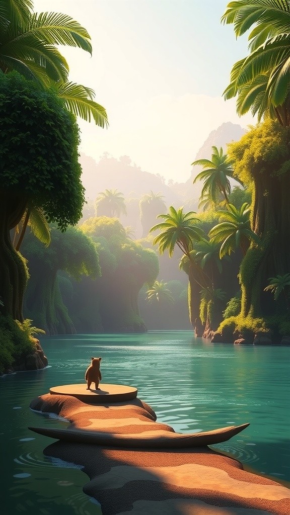 Baby and Rabbit Play in Jungle