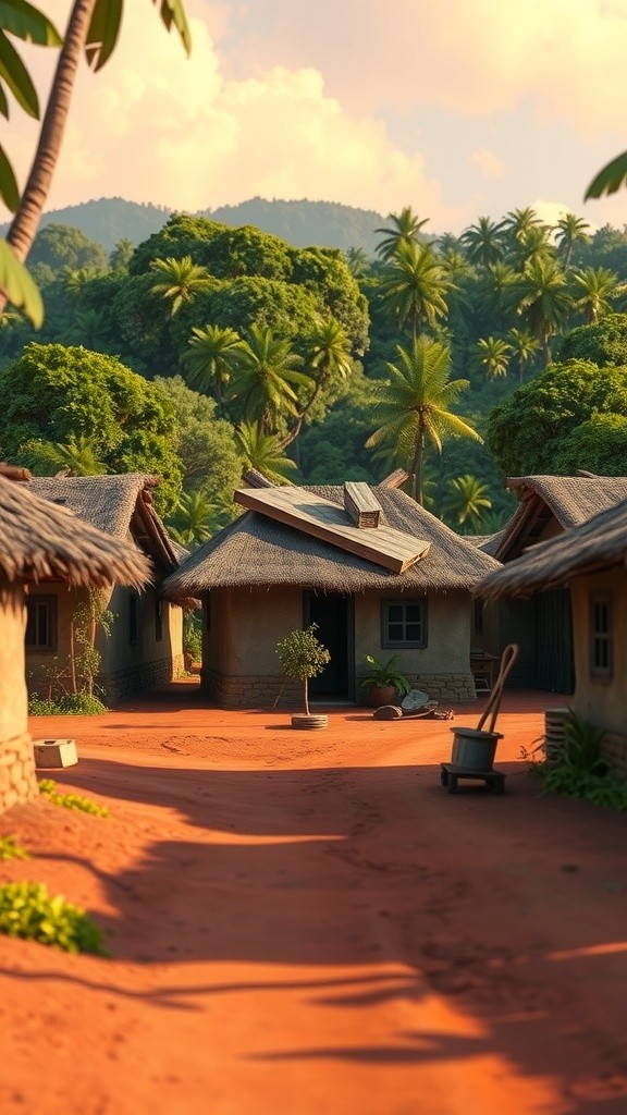 Village Boy Rebuilds House with Sticks After Rain