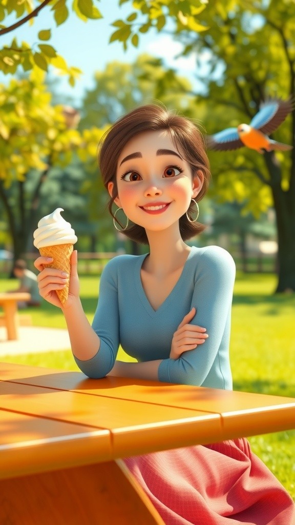 Little Girl Enjoying Mango Ice Cream