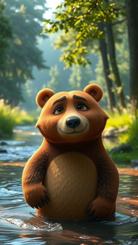 Beruang Santai di Pinggir Sungai