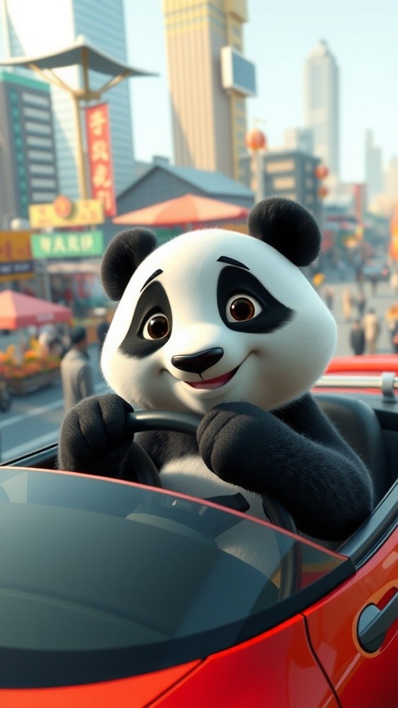 Panda and Bunny's Adventure on the Open Road