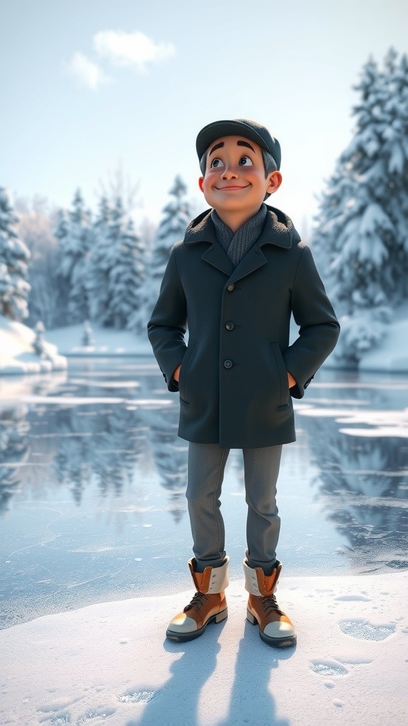 Kid and Cat Play Hockey