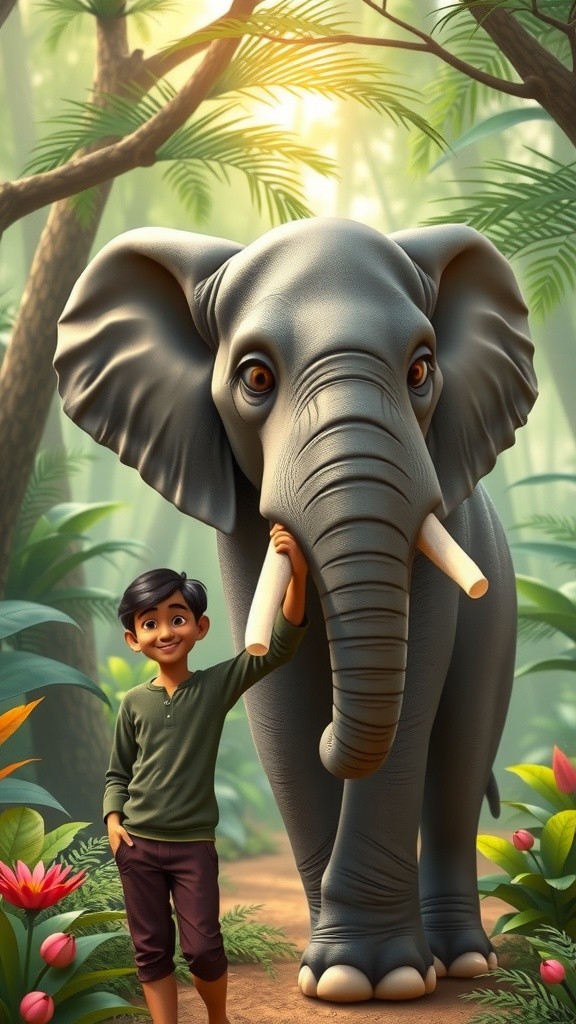 बच्चे और हाथी की दोस्ती का मजेदार खेल