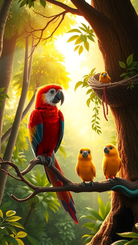 तोते की बहादुरी: बच्चों की रक्षा