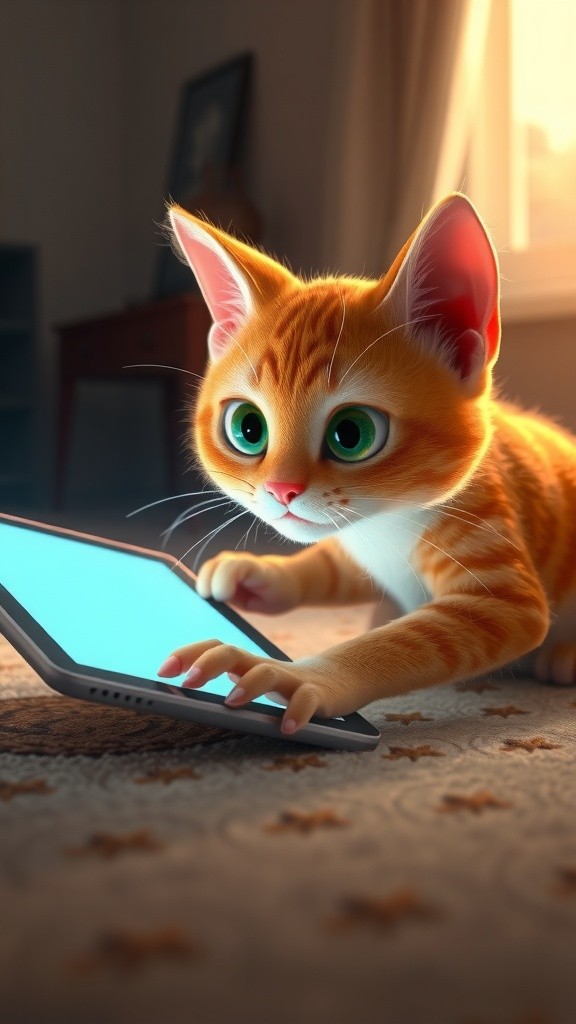 Kucing Terjebak dalam Game Tablet!