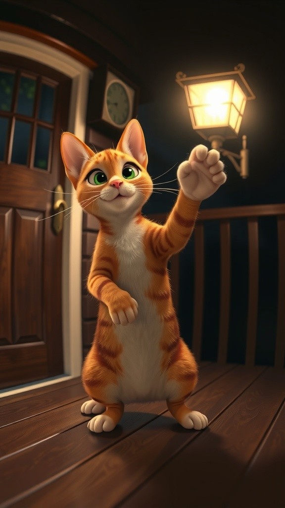 Feline Doorbell Panic with a Squirrel Sidekick