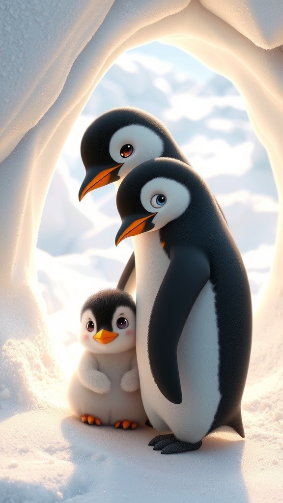 Adorable Baby Penguins at the Snow Tunnel