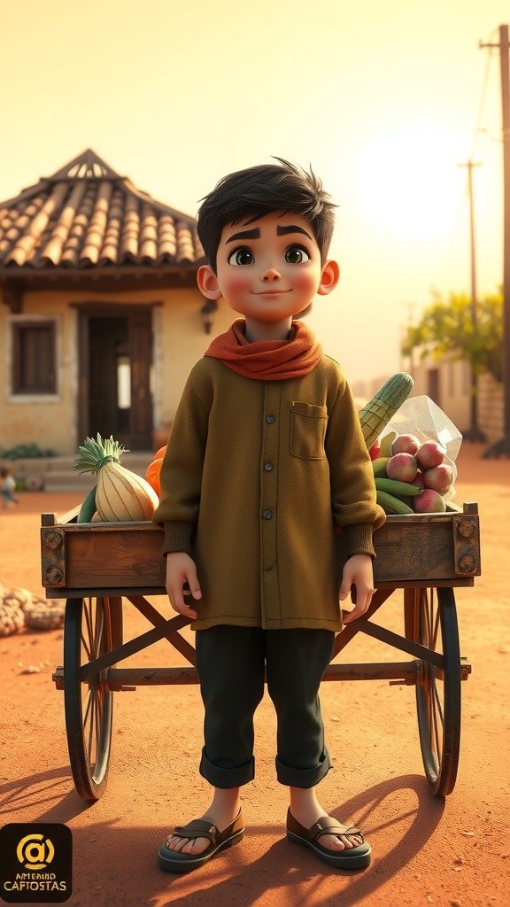A Poor Child Selling Vegetables