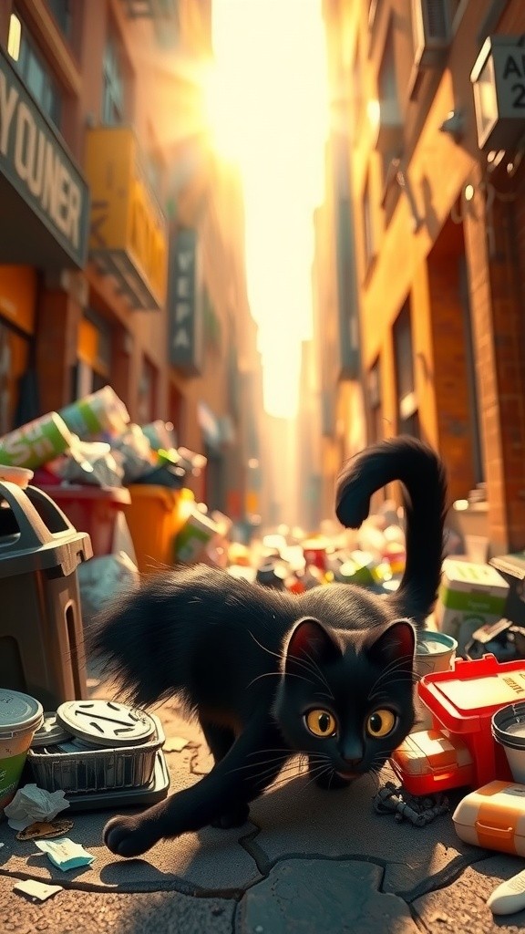 Street Cat Encounters Wild Dog