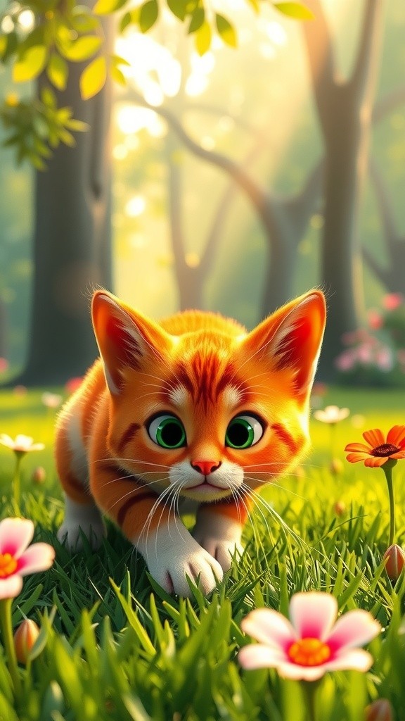 Kucing Bermain di Taman