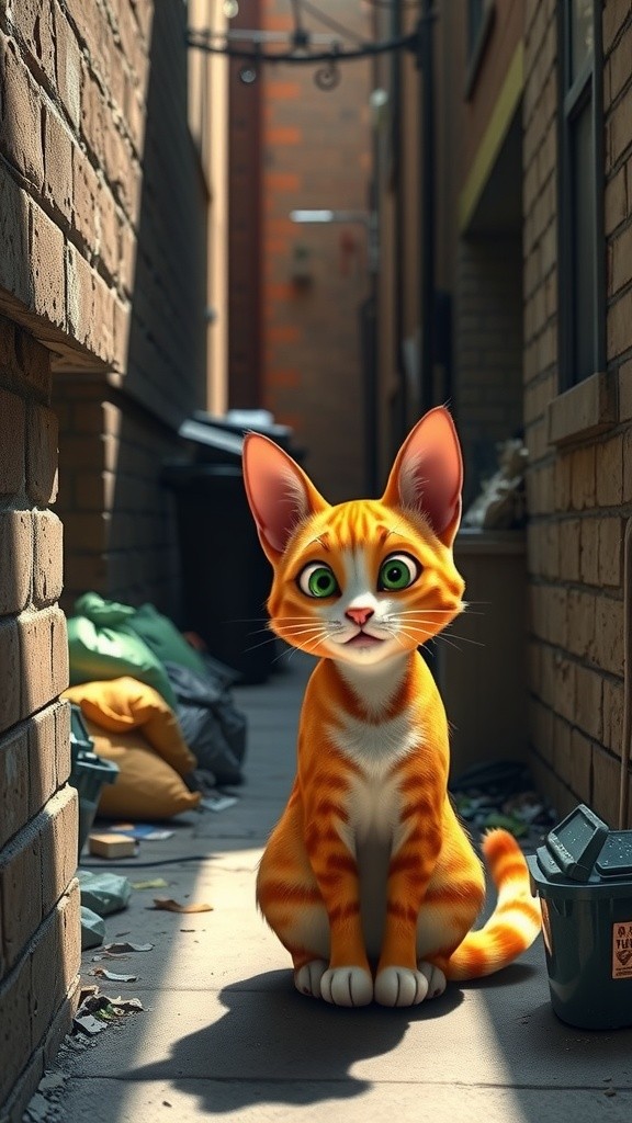 Kucing Imut Terlantar yang Mengharukan