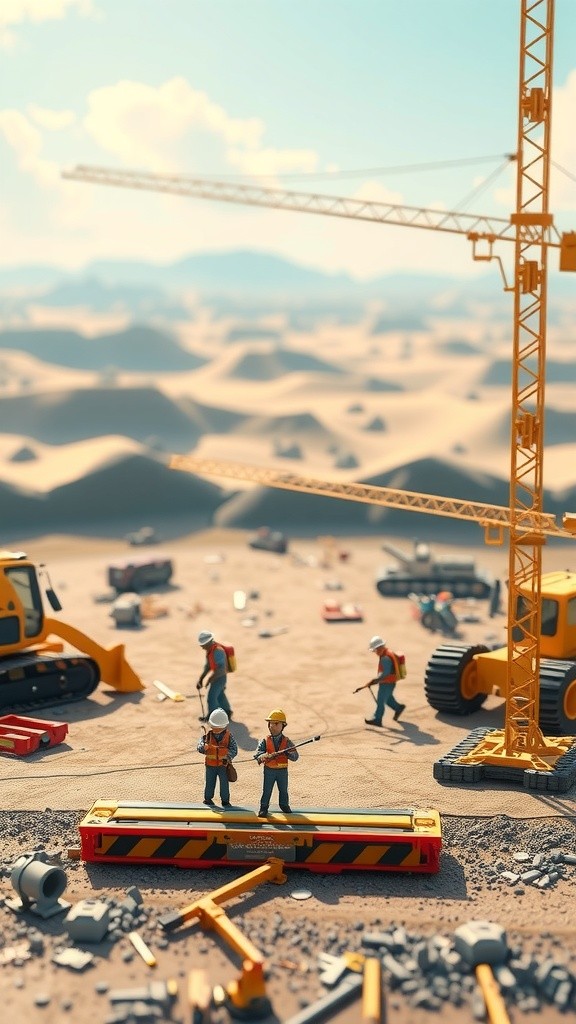 Mini Worker Builds a Building