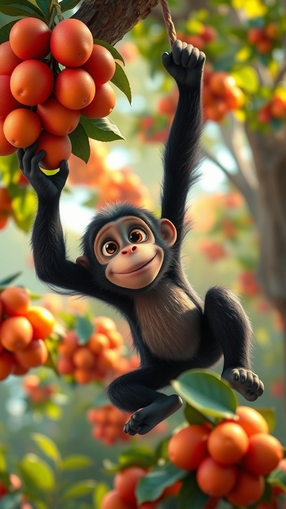 The Monkey and the Tree: A Fruity Friendship