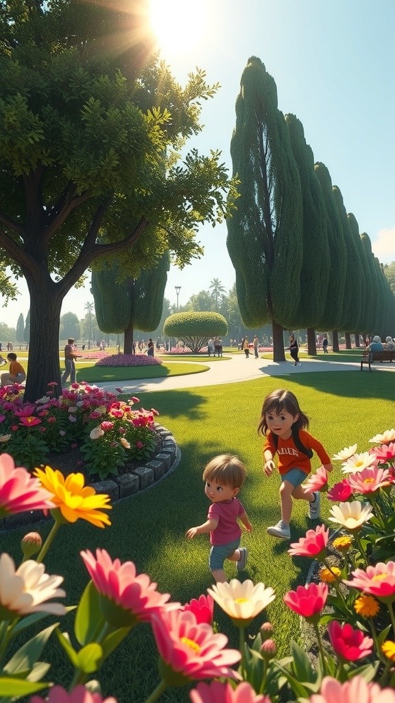 Children Playing in a Beautiful Park