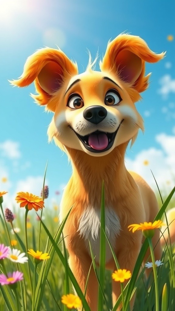 Puppies Eating with Their Mother Dog