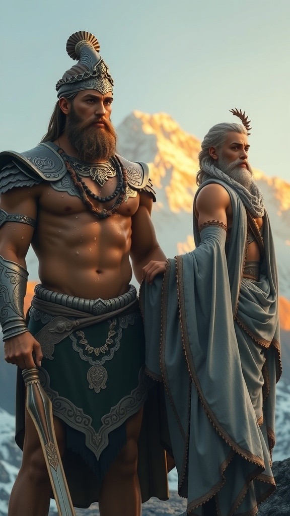 Divine Serenity: Shiva and Parvati on Kailash at Sunset