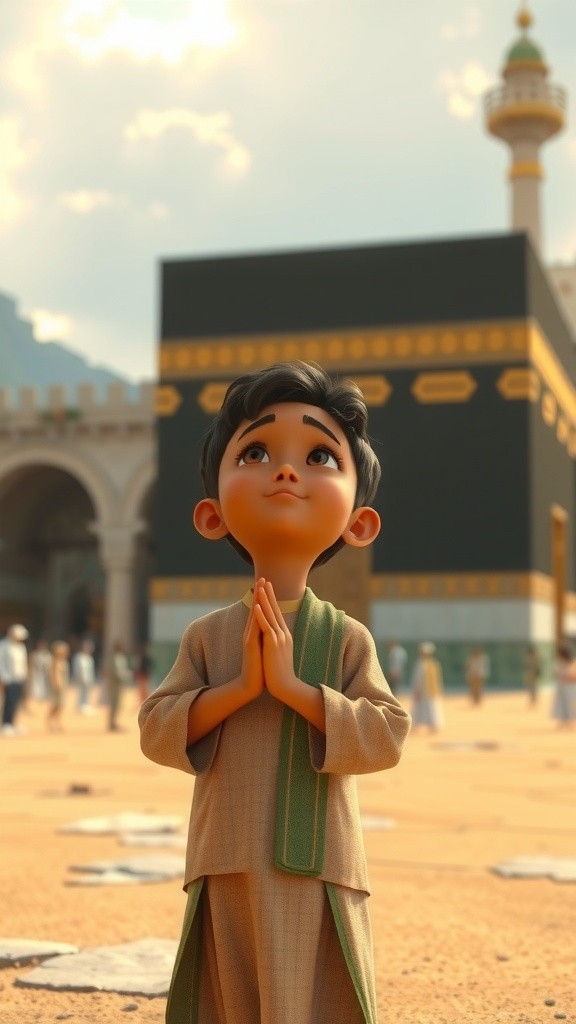 دعاء طفل عند الكعبة