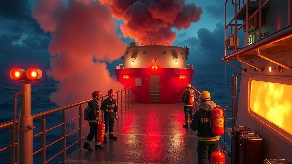 Maritime Fire Emergency: Crew Response in Action