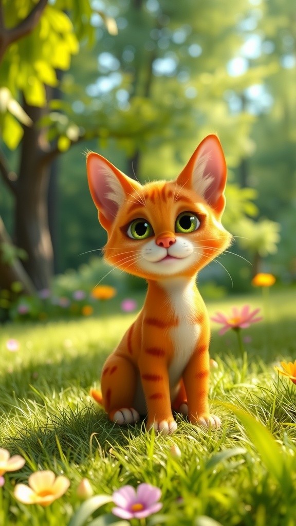 Adventures of a Playful Orange Cat and a Mischievous Rabbit in the Forest