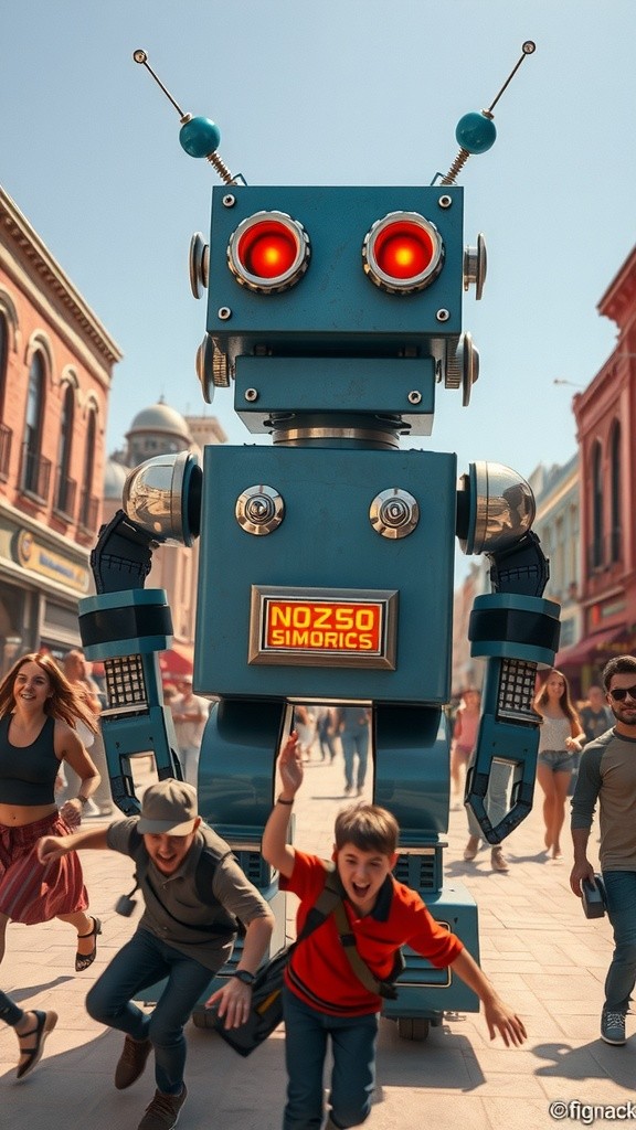 Chubby Cat vs. Giant Robot: A Colorful Comedy Adventure!