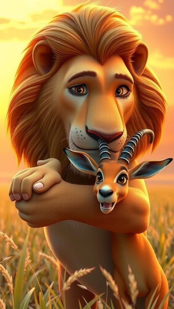 When a Lion Protects a Baby Antelope