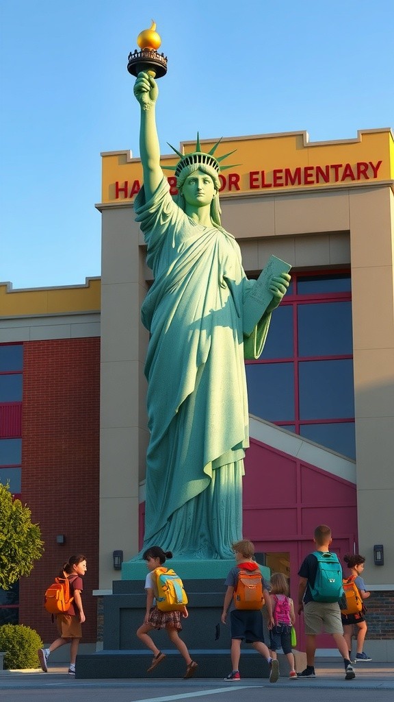 Liberty's Bright First Day at Harbor Elementary!