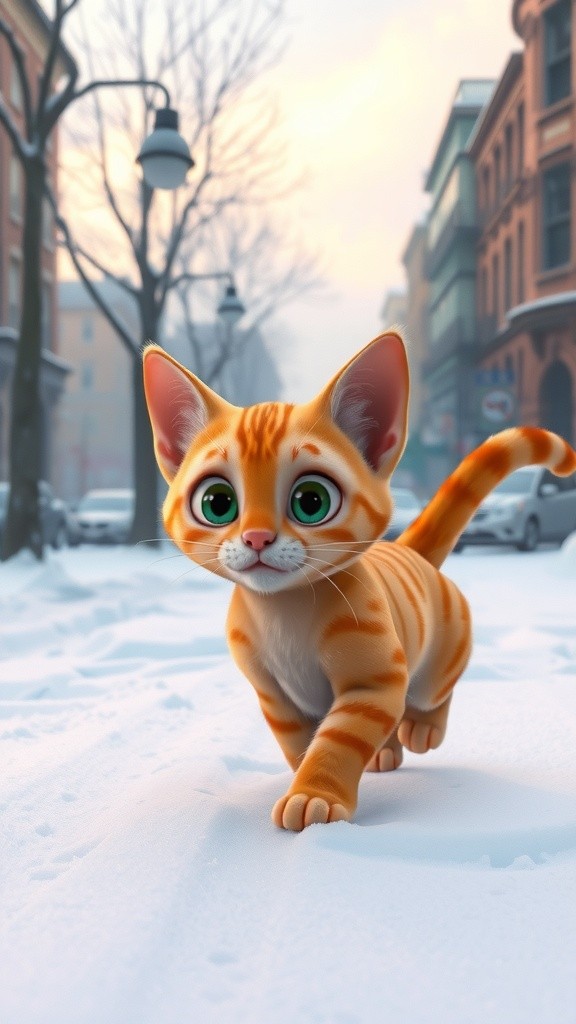 Hungry Cat's Winter Adventure: From Restaurant to Kind Kid