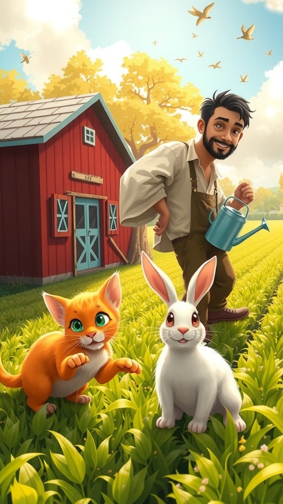 किसान बिल्ली और खरगोश का वीडियो