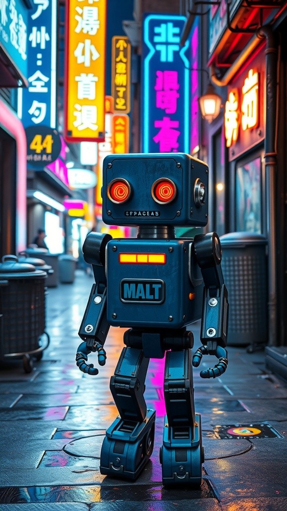 Neon Dreams: A Robot's Night Adventure
