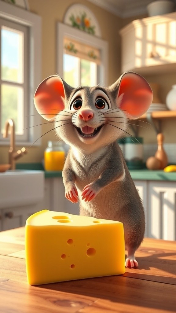 Whimsical Kitchen Chase: Cartoon Cat vs. Mouse!