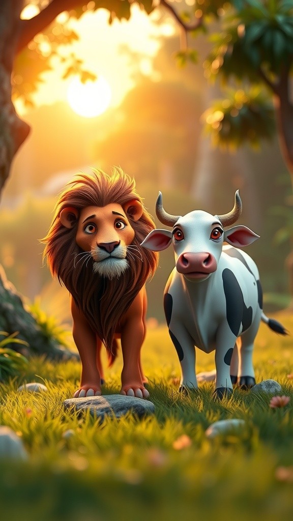 शेर और गाय: दोस्ती और साहस की कहानी
