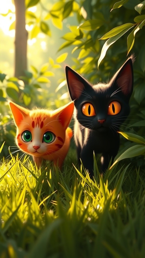 Cats Hunting for Rats Near a Girl's Flowered Wood Home