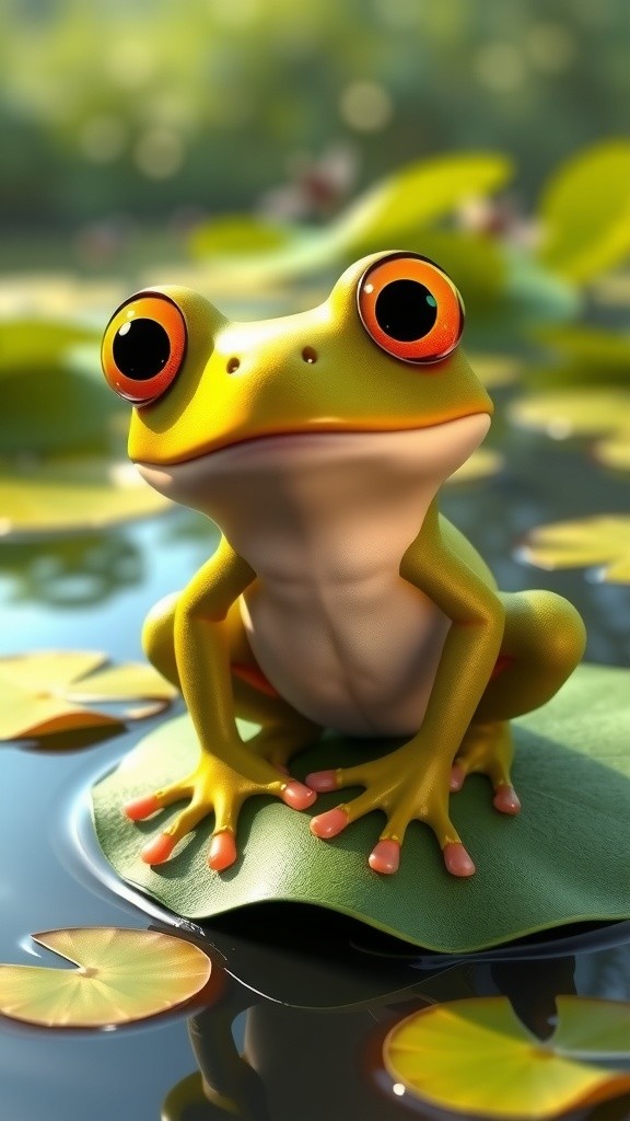 The Tale of Hopper: A Vibrant Green Frog with Golden Eyes