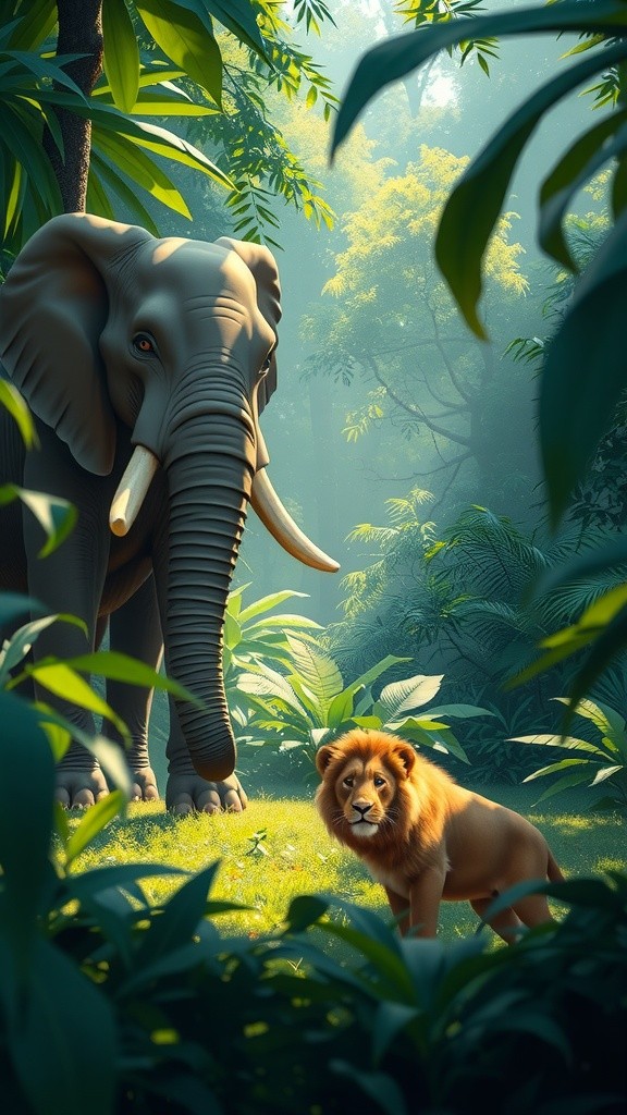 हाथी की समझदारी और शेर की खोज