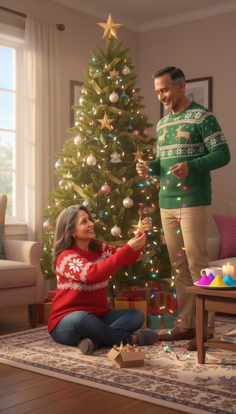 Family Christmas Decorations & Happy Holi Wishes!