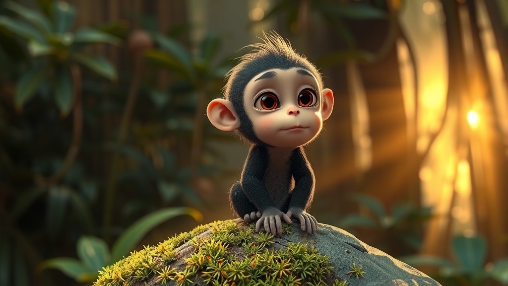 A Courageous Step: The Baby Monkey's Adventure