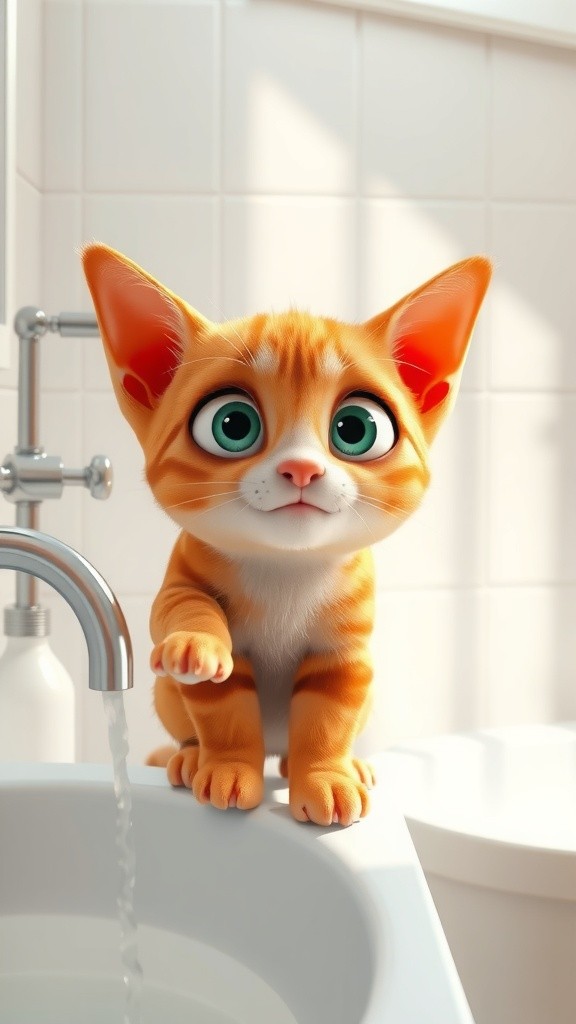 Epic Bathtub Escape: A 3D Cat's Hilarious Battle Against Bath Time