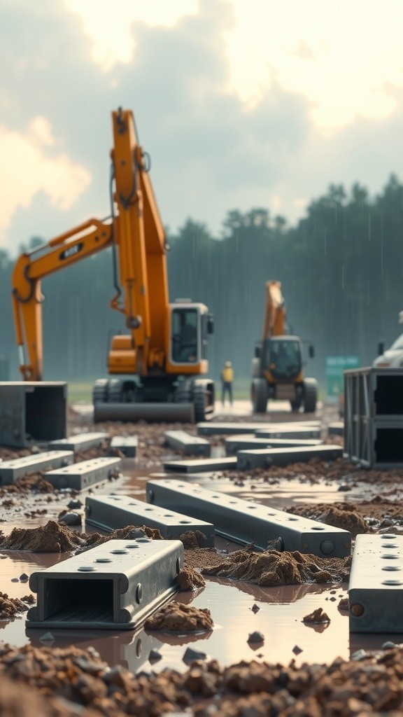 Determined Construction Cat in the Rain