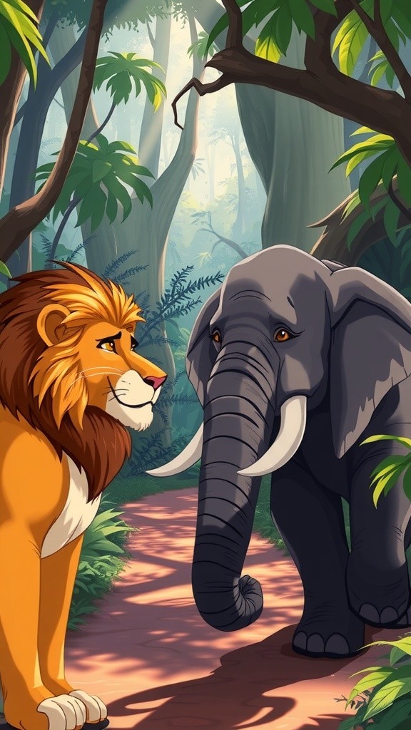शेर और हाथी की मजेदार मुलाकात